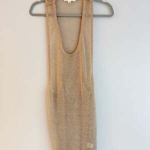 Honey Punch Metallic Gold Knit Sleeveless Tank Dress Cover-Up